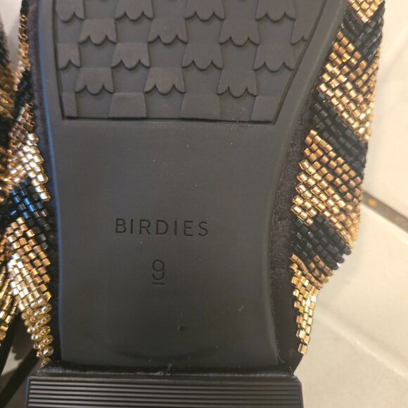 NWOB Birdies The Swan Beaded Slip On Mules Black Gold 9 - Picture 4 of 4